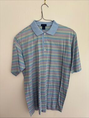 Jeff Rose Blue Multi-Stripe Polo Shirt